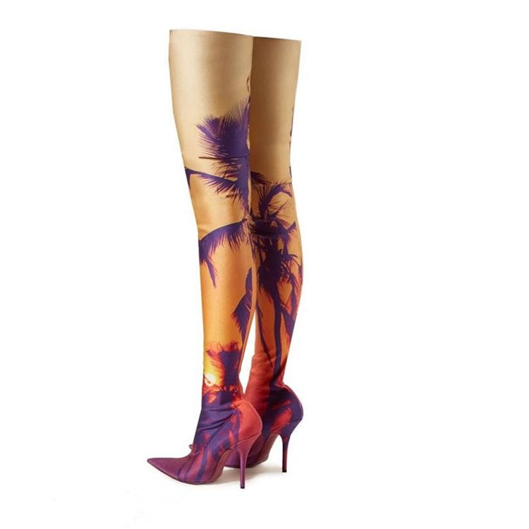 Bottes Cuissardes À Bout Pointu Et Talon Aiguille Pour Femmes