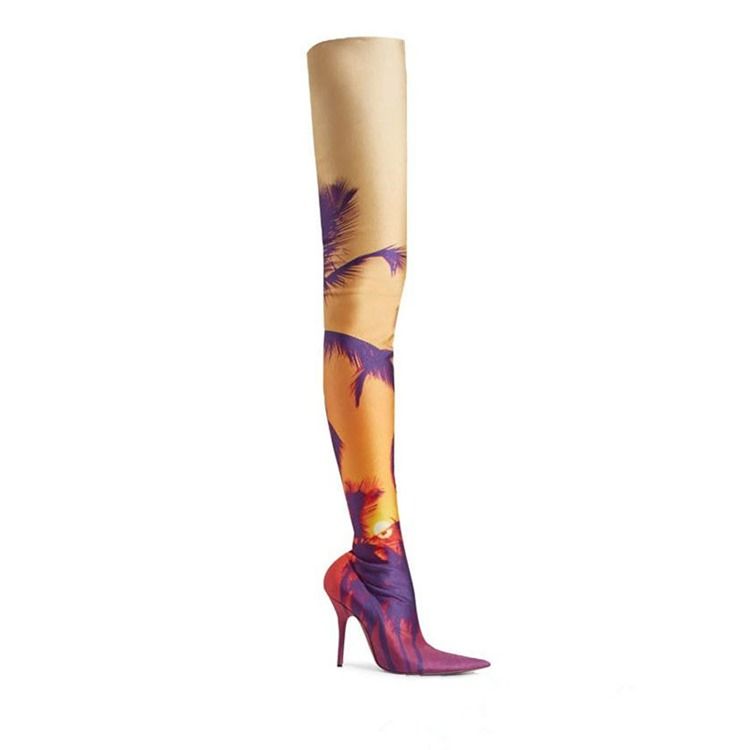 Bottes Cuissardes À Bout Pointu Et Talon Aiguille Pour Femmes