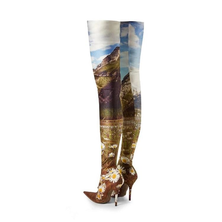 Bottes Cuissardes À Bout Pointu Et Talon Aiguille Pour Femmes