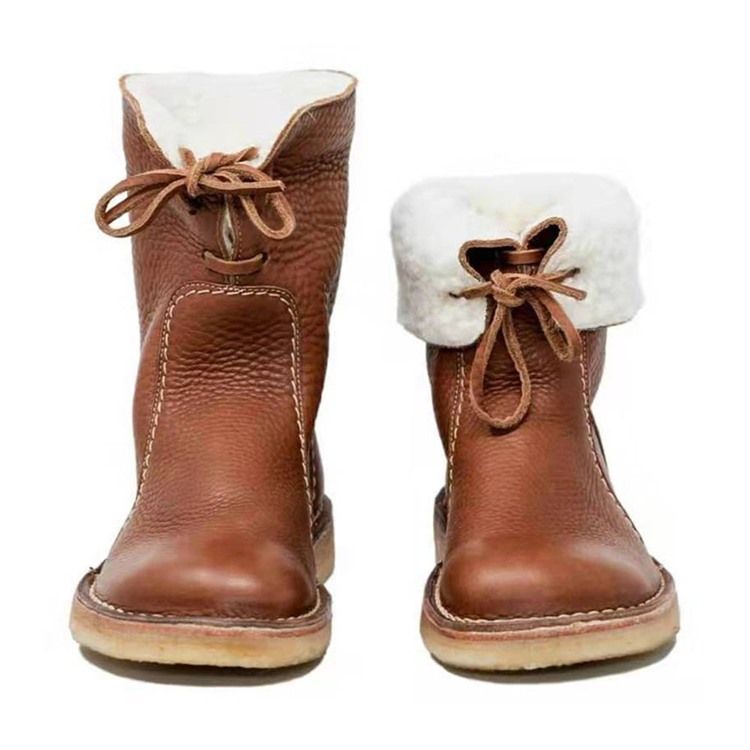 Bottes Décontractées À Lacets Sur Le Devant À Talons Carrés Pour Femmes