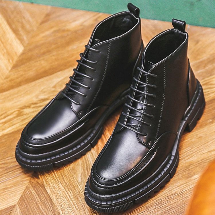 Bottes Décontractées Unies À Bout Rond Et À Lacets Pour Hommes