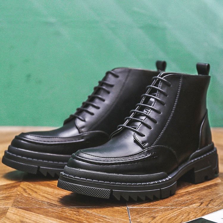 Bottes Décontractées Unies À Bout Rond Et À Lacets Pour Hommes