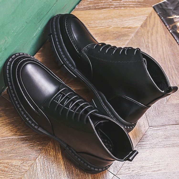 Bottes Décontractées Unies À Bout Rond Et À Lacets Pour Hommes