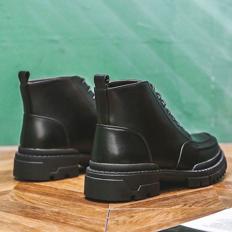 Bottes Décontractées Unies À Bout Rond Et À Lacets Pour Hommes