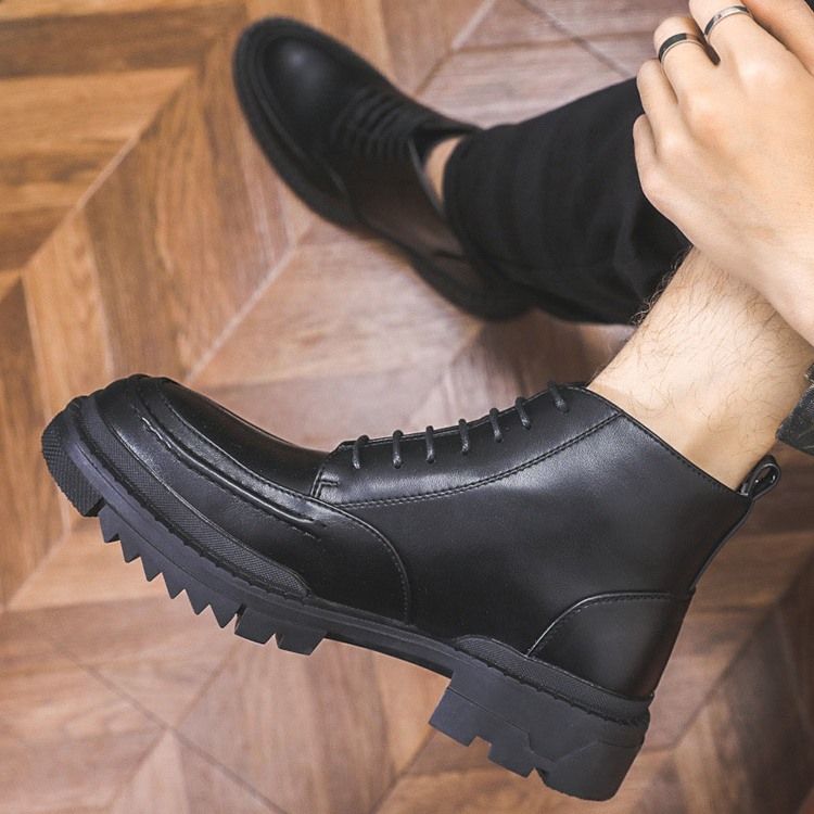 Bottes Décontractées Unies À Bout Rond Et À Lacets Pour Hommes