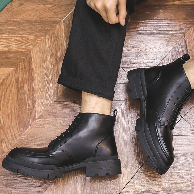 Bottes Décontractées Unies À Bout Rond Et À Lacets Pour Hommes
