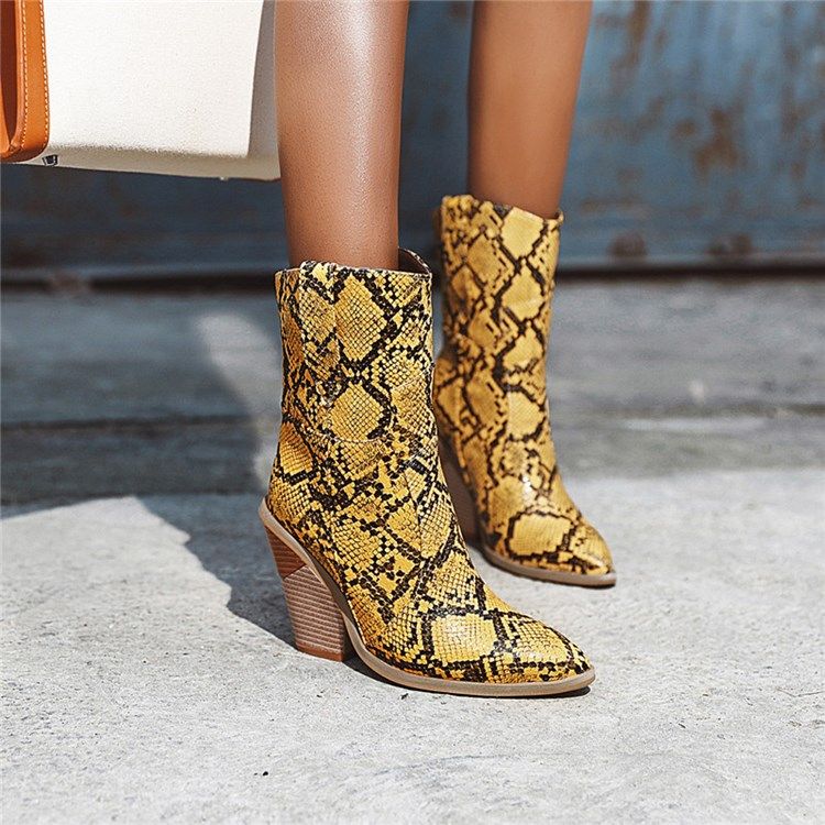 Bottes Pour Femmes À Bout Pointu Et À Enfiler Serpentine Color Block