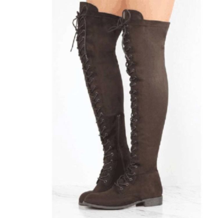 Bottes Hauteur Genou Pour Femmes À Bride Croisée Et Talon Carré