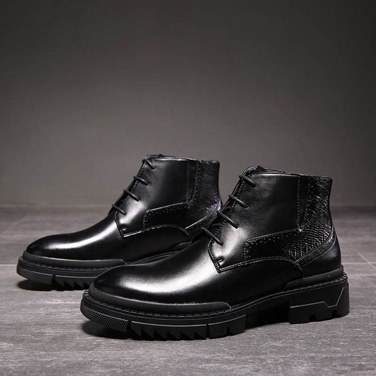 Bottes Pour Hommes À Bout Rond En Pu À Lacets