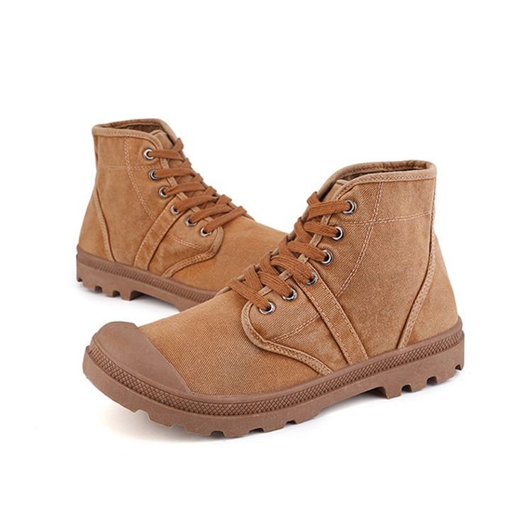 Bottes En Toile Unie À Bout Rond Et À Lacets Pour Hommes