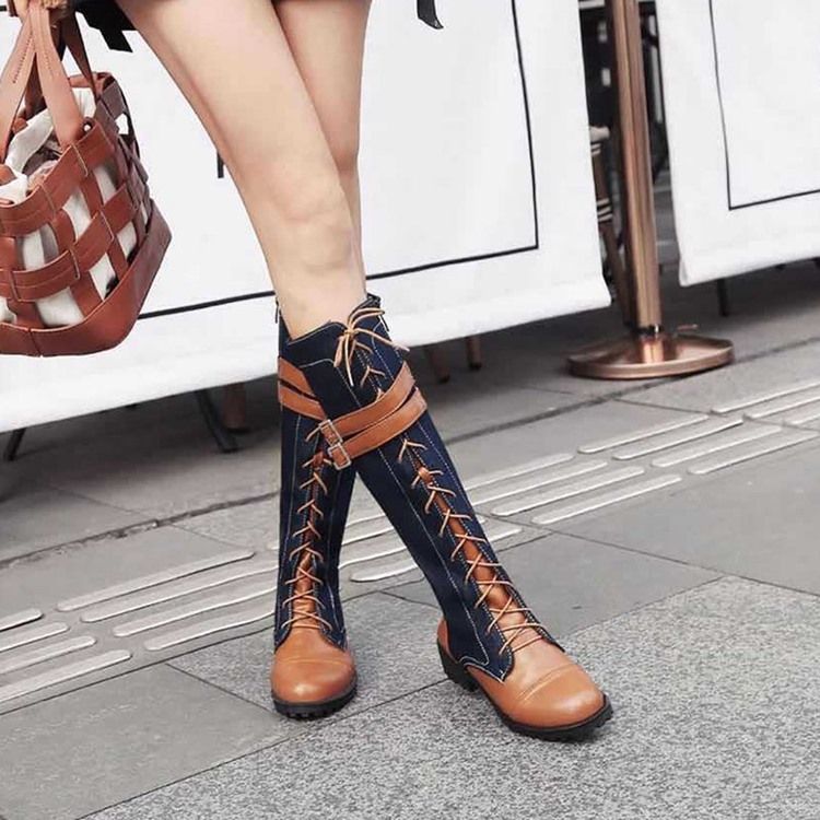 Bottes Western À Bout Rond Et À Glissière Latérale Pour Femmes