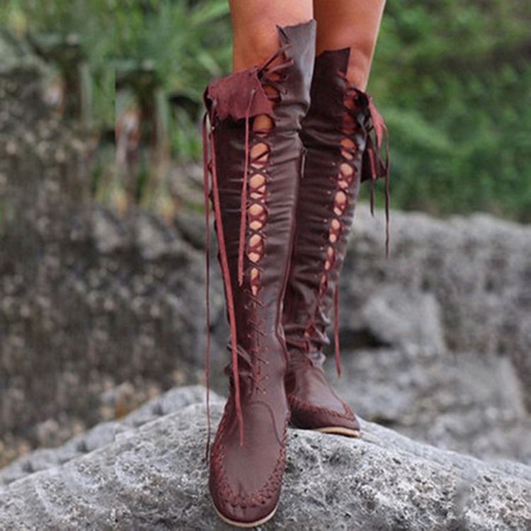 Bottes Western Unies À Bout Rond Et Fermeture Éclair Latérale Pour Femmes