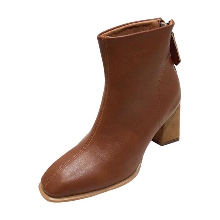 Bottines Simples Pour Femmes À Bout Rond Et À Talons Épais