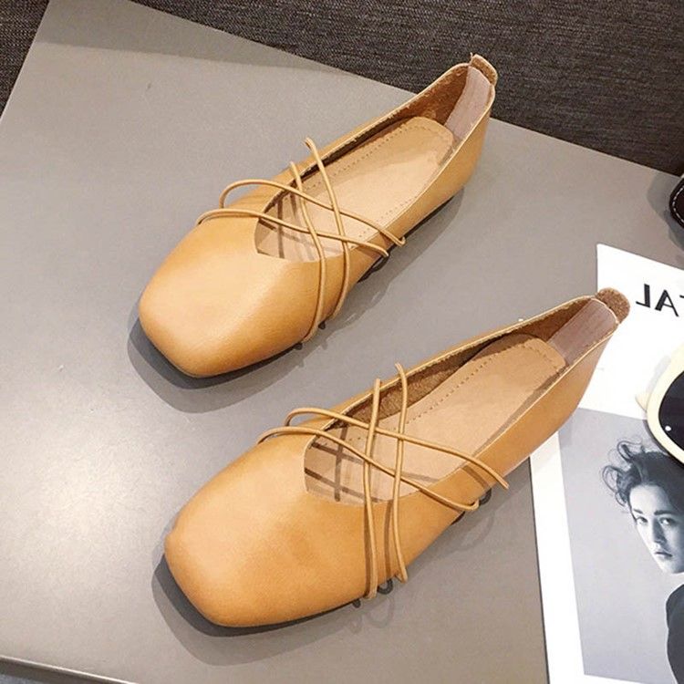 Chaussures Plates À Enfiler À Bout Carré En Pu