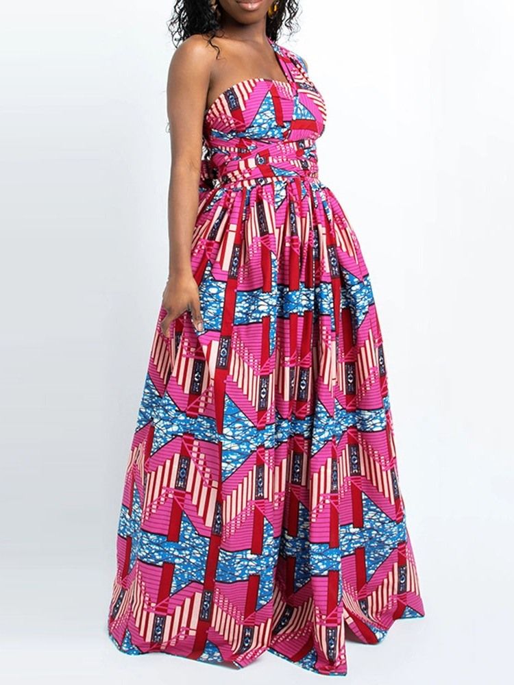 Robe Décontractée Géométrique Sans Manches À Col En V Pour Femmes