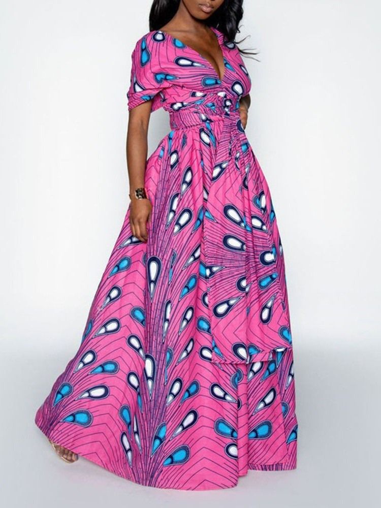 Robe Décontractée Géométrique Sans Manches À Col En V Pour Femmes