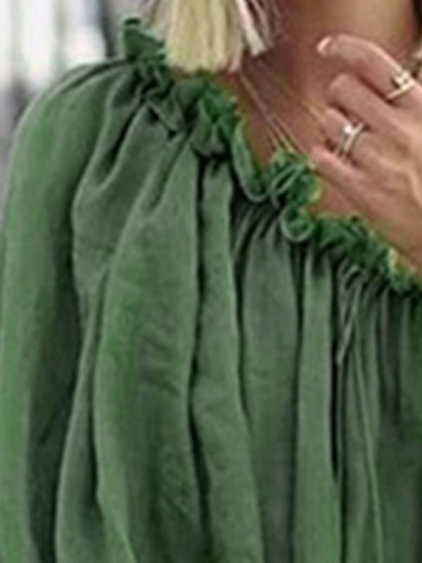 Robe D'été Décontractée À Manches Longues Et À Épaules Dénudées Pour Les Femmes