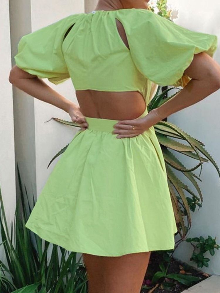 Robe Pour Femme À Col Rond Et Manches Courtes Au-dessus Du Genou
