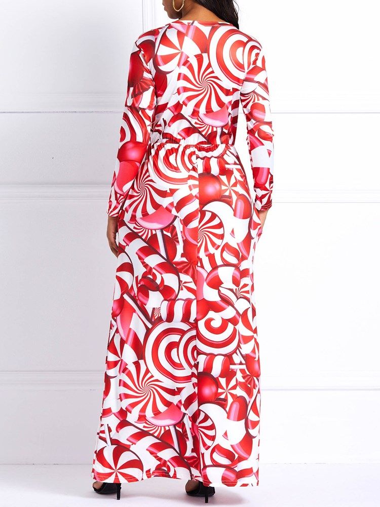 Robe Longue À Manches Longues Et Col Rond Pour Femmes