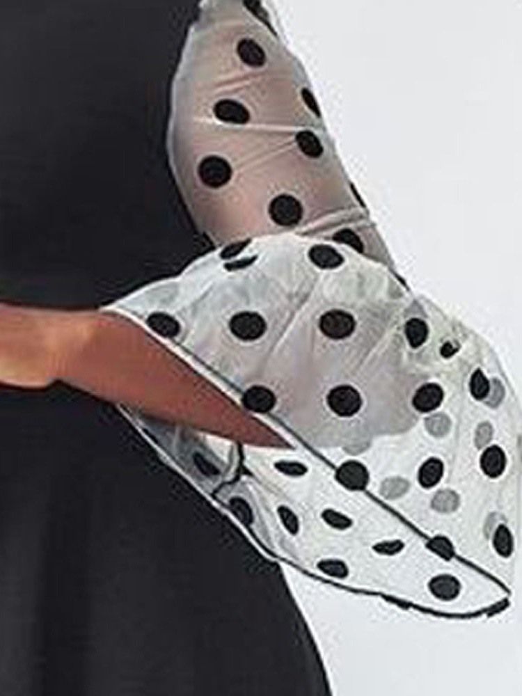 Robe Longue Noire À Col Montant Transparent À Neuf Points Pour Femmes