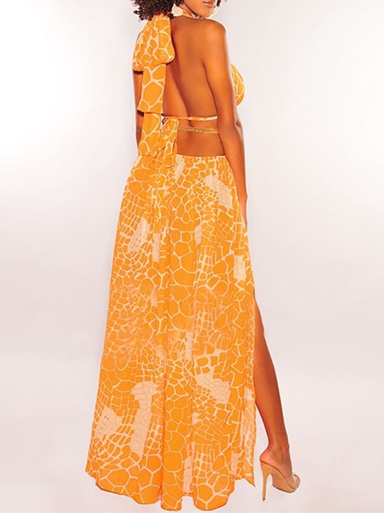 Robe Longue Toutes Saisons Fendue Sans Manches Fendue Au Sol A-line Robes De Plage Pour Femmes