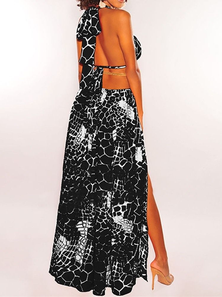 Robe Longue Toutes Saisons Fendue Sans Manches Fendue Au Sol A-line Robes De Plage Pour Femmes