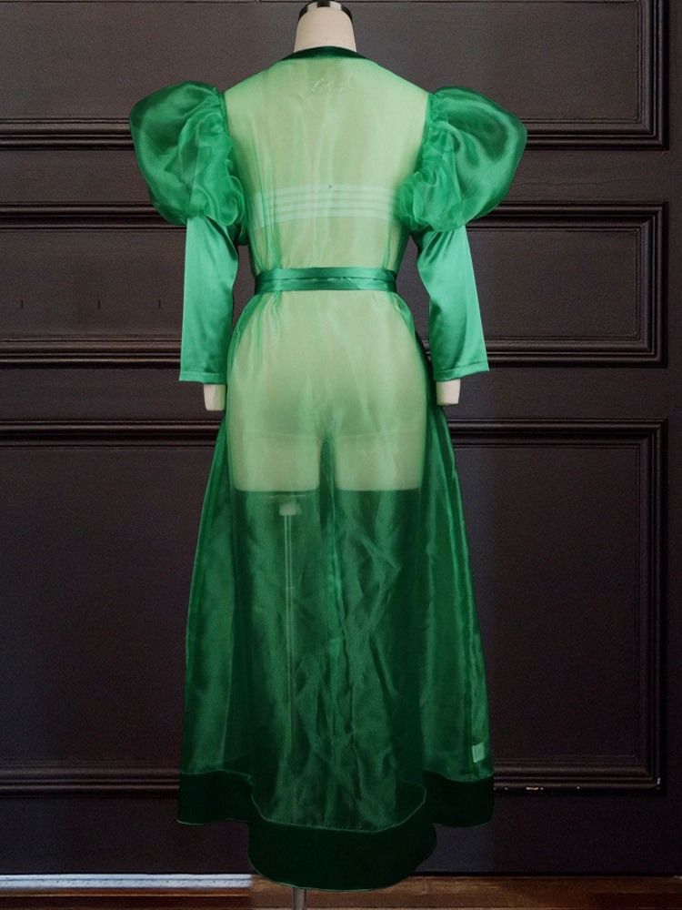 Robe En Maille À Manches Trois-quarts Et Longueur Au Sol A-line Spring Pour Femmes