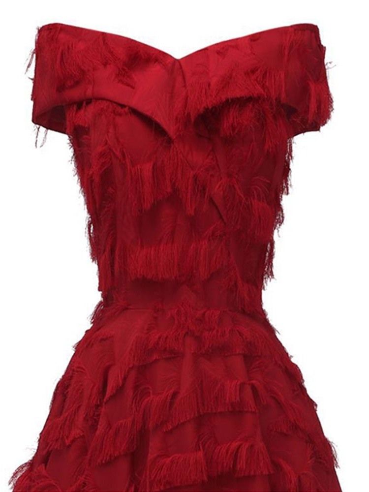 Robe Mi-longue À Col En V Et À Franges Pour Femmes