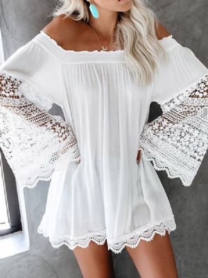 Robe Trapèze Creuse À Manches Longues Au-dessus Du Genou Robes De Plage Pour Femmes