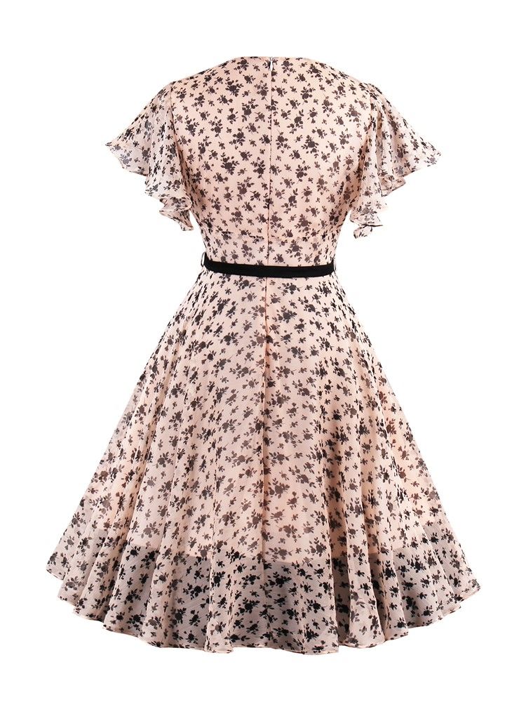 Robe Trapèze Fluide En Mousseline De Soie À Fleurs Pour Femmes