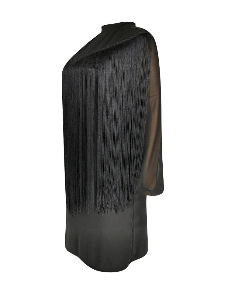 Robe Trapèze Régulière À Col Montant Au-dessus Du Genou Pour Femmes