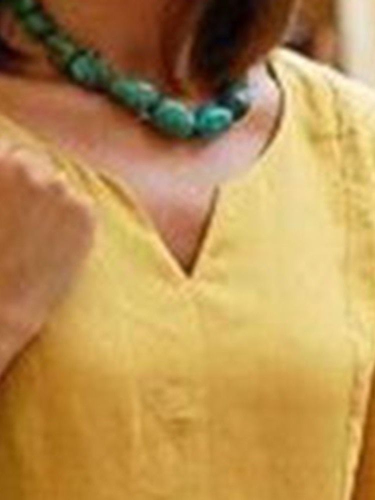 Robe Unie Régulière À Manches Trois-quarts Et À Manches Mi-mollet Pour Femmes