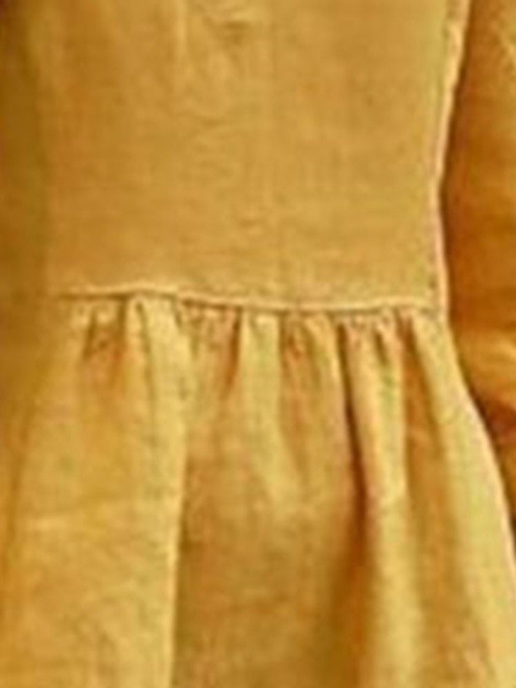 Robe Unie Régulière À Manches Trois-quarts Et À Manches Mi-mollet Pour Femmes