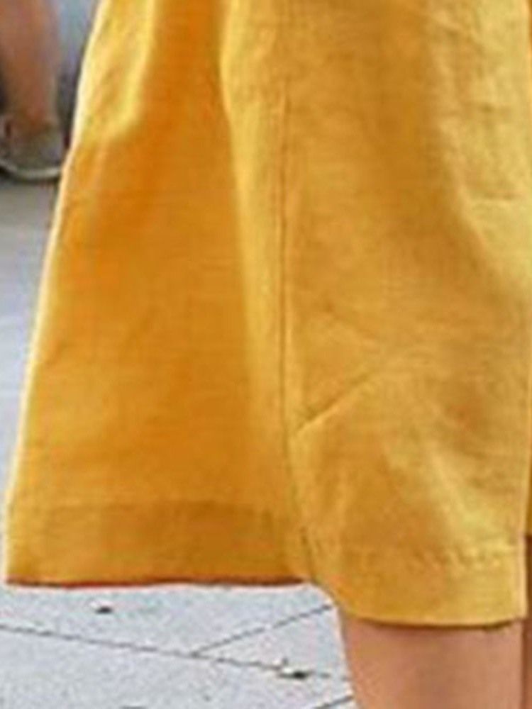 Robe Unie Régulière À Manches Trois-quarts Et À Manches Mi-mollet Pour Femmes
