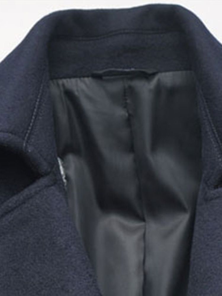Manteaux En Laine Décontractés Pour Hommes À Revers Mi-longs Unis