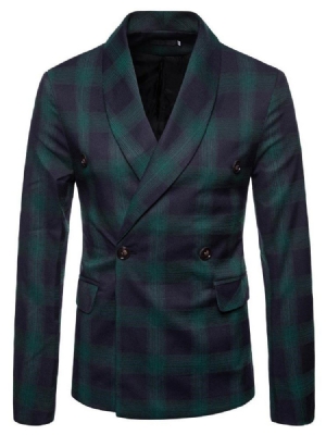 Blazer Décontracté Pour Hommes À Double Boutonnage À Carreaux