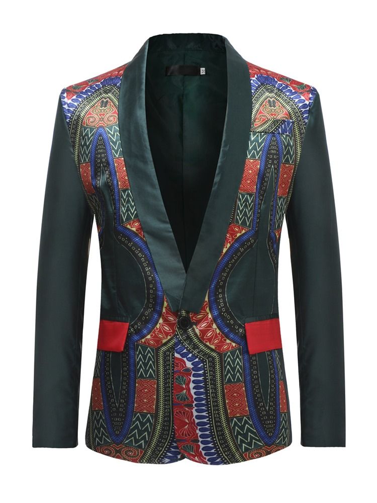 Blazer Décontracté Pour Hommes À Un Bouton Imprimé Dashiki