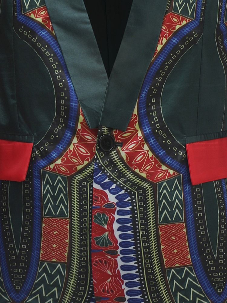 Blazer Décontracté Pour Hommes À Un Bouton Imprimé Dashiki