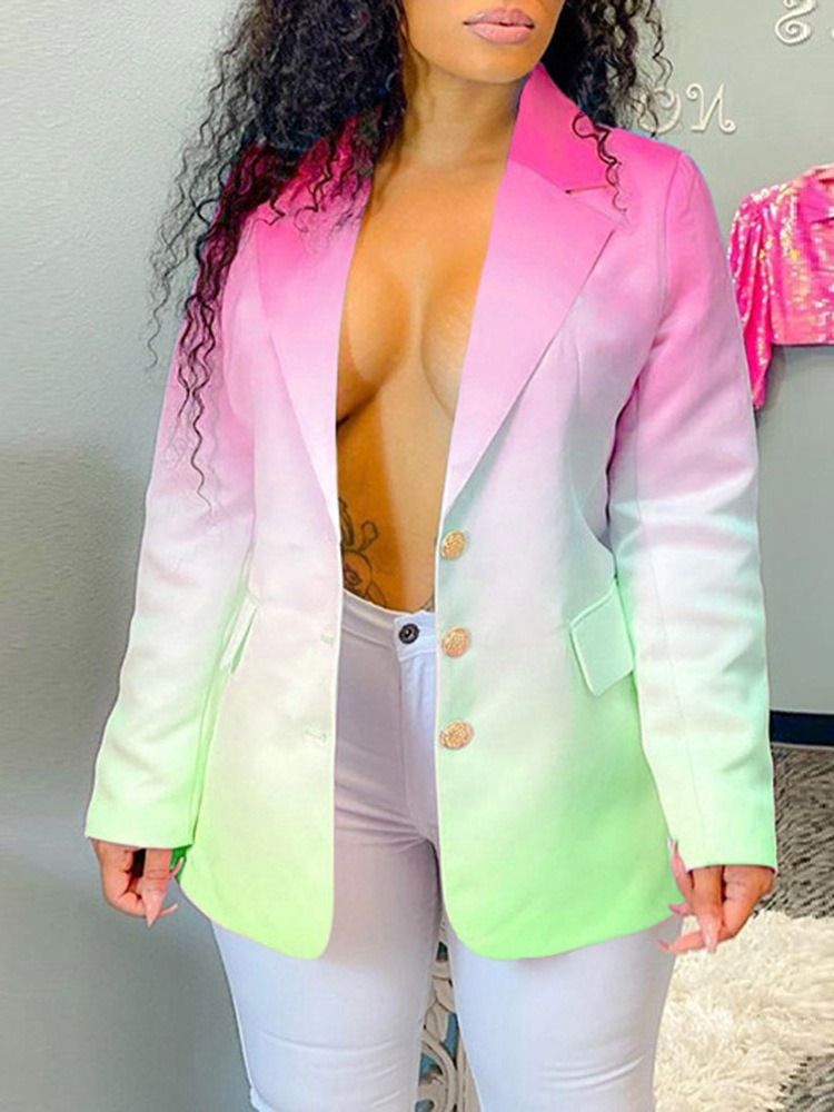 Blazer Décontracté À Manches Longues Et Revers Cranté Pour Femmes