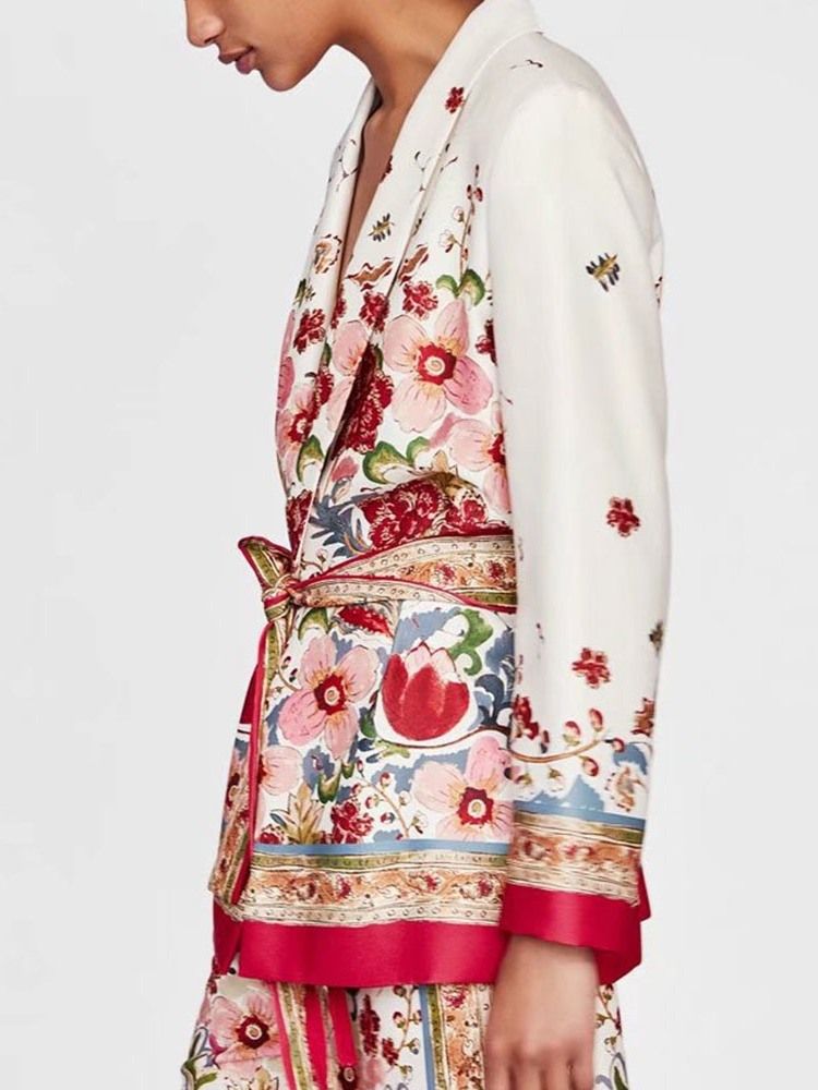 Blazer Pour Femmes Décontracté Mi-long Régulier À Lacets