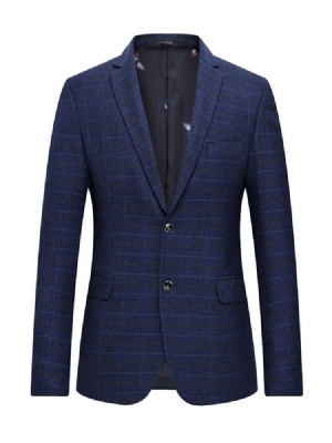 Blazer Pour Hommes À Carreaux À Deux Boutons Et À Revers Crantés