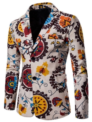 Blazer De Loisirs Décontracté À Boutonnage Simple Pour Hommes À Revers Cranté