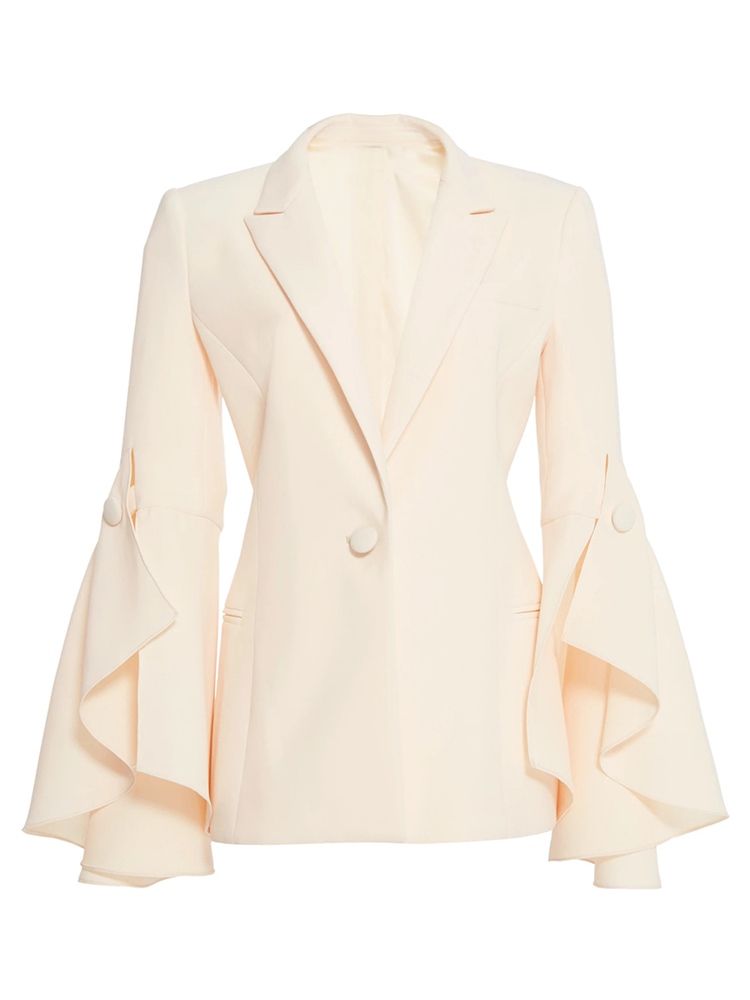 Blazer Uni À Un Bouton À Volants Pour Femmes