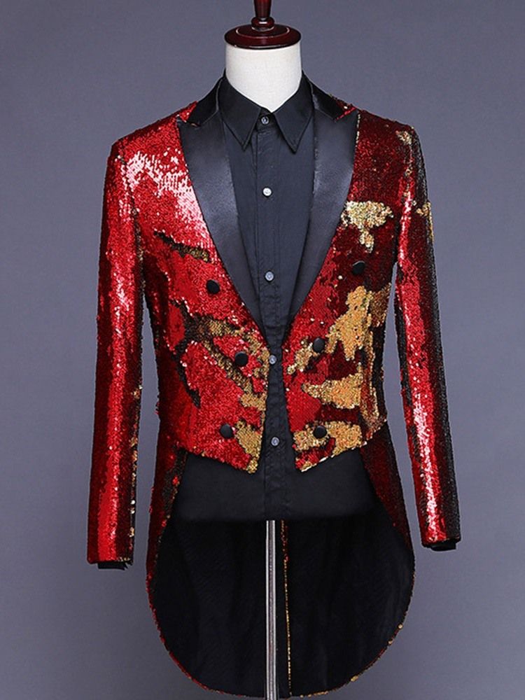 Bouton De Bloc De Couleur Costumes De Scène De Mode Blazers Pour Hommes