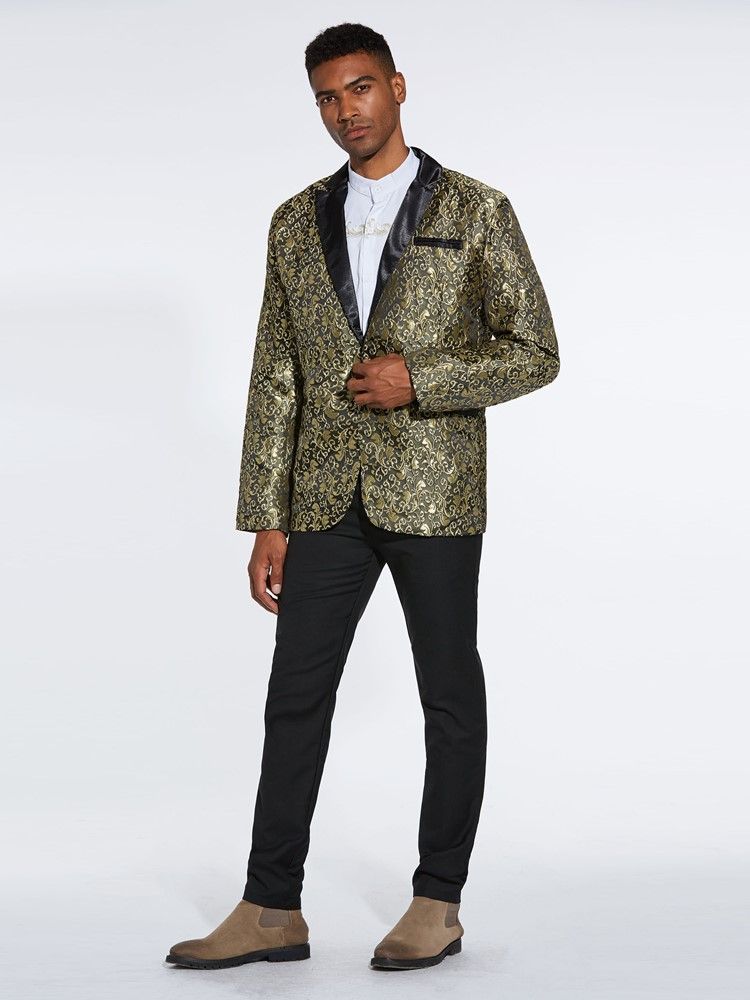 Costume De Blazer De Smoking Pour Homme Imprimé À Un Bouton