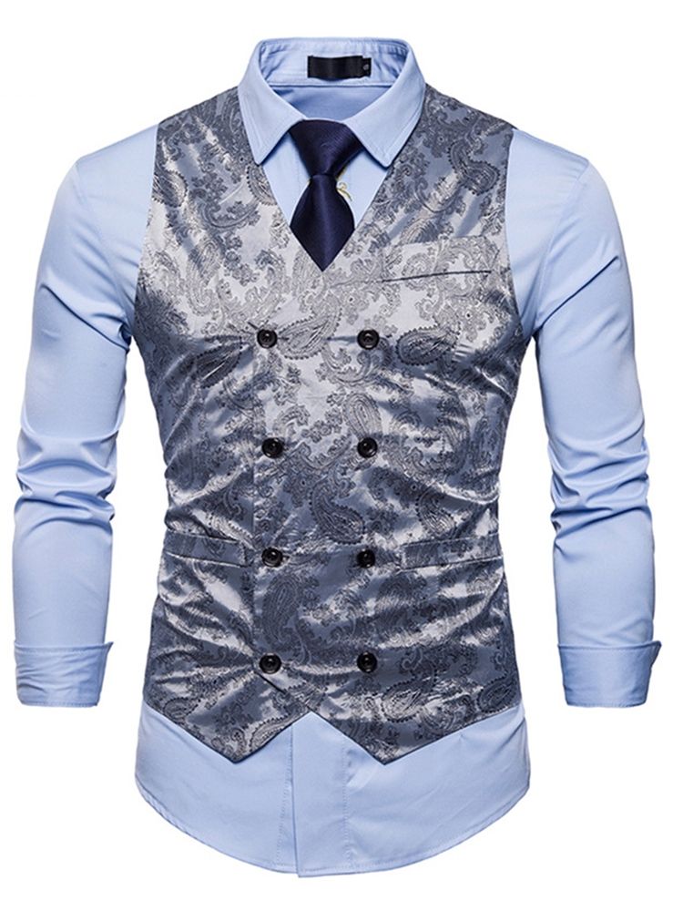 Gilet Pour Homme À Col En V Et Imprimé Uni
