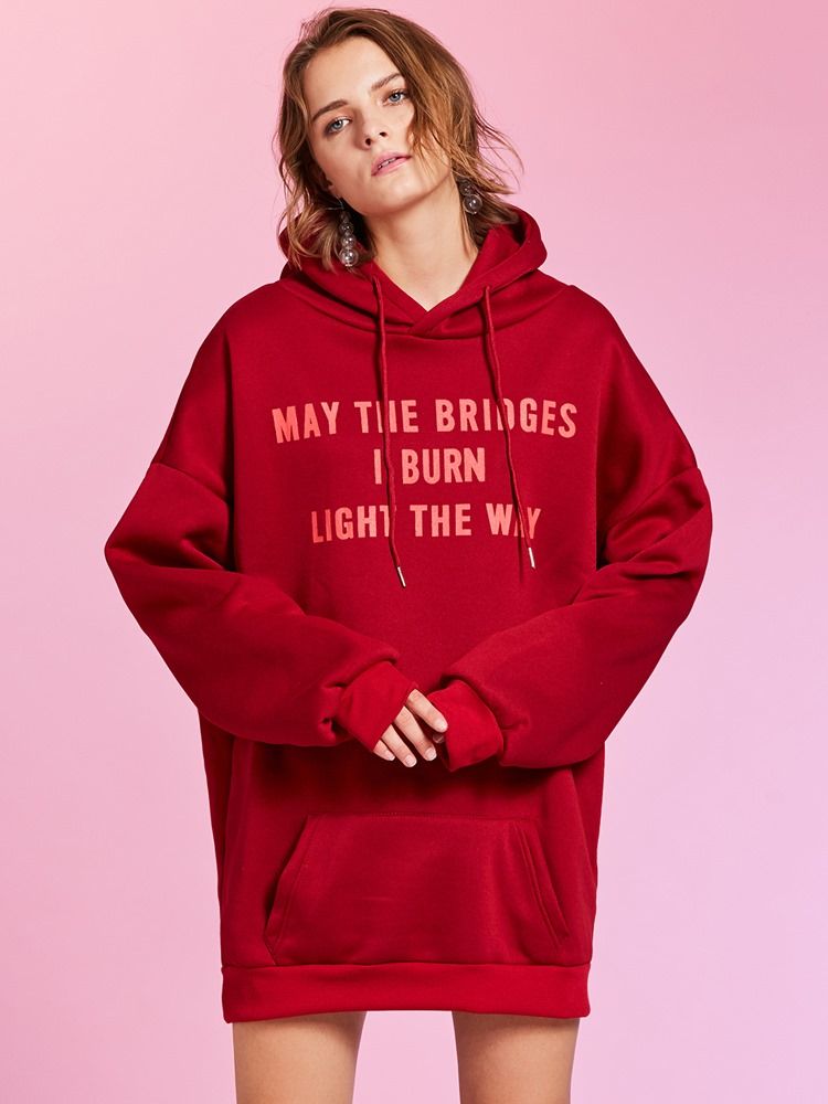 Sweat À Capuche Ample Avec Poche Kangourou Pour Femmes