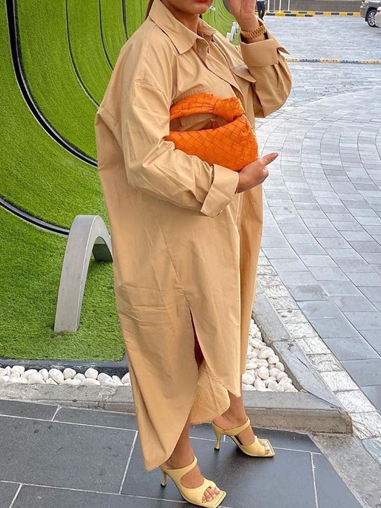 Robe D'automne Asymétrique À Manches Longues Pour Femmes