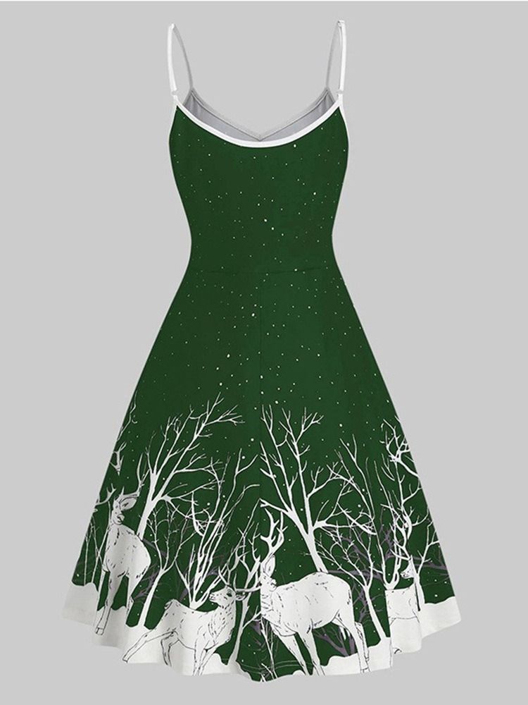 Robe De Dessin Animé D'expansion Sans Manches À Col En V Pour Femmes
