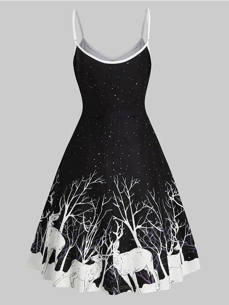 Robe De Dessin Animé D'expansion Sans Manches À Col En V Pour Femmes